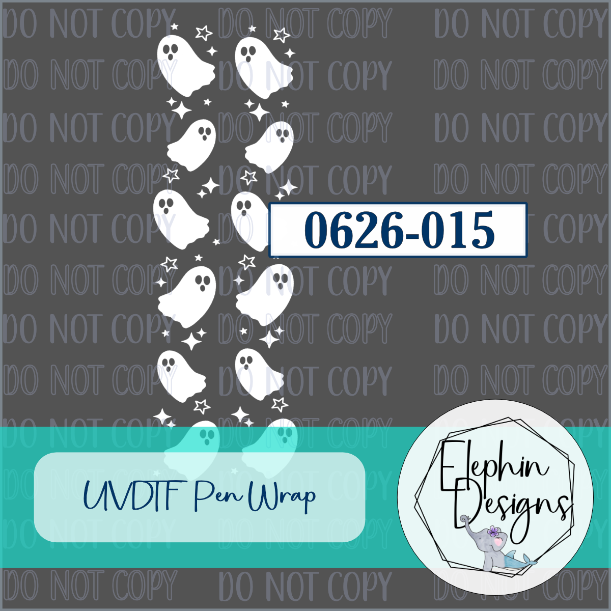 UV DTF Pen Wrap | White Ghosts & Stars | 0626-015