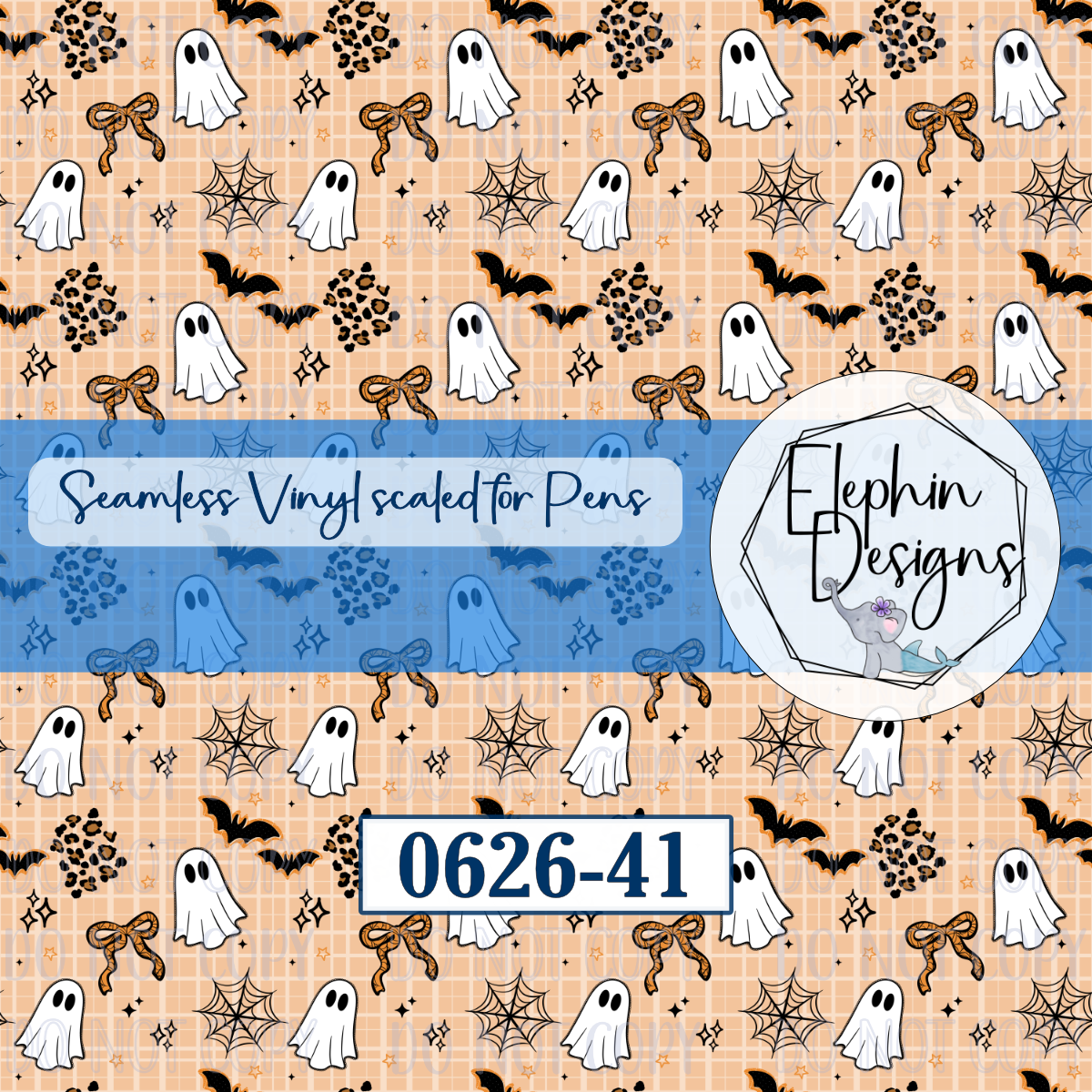 Leopard Print Ghostie Halloween Seamless Printed Vinyl | 0626-41