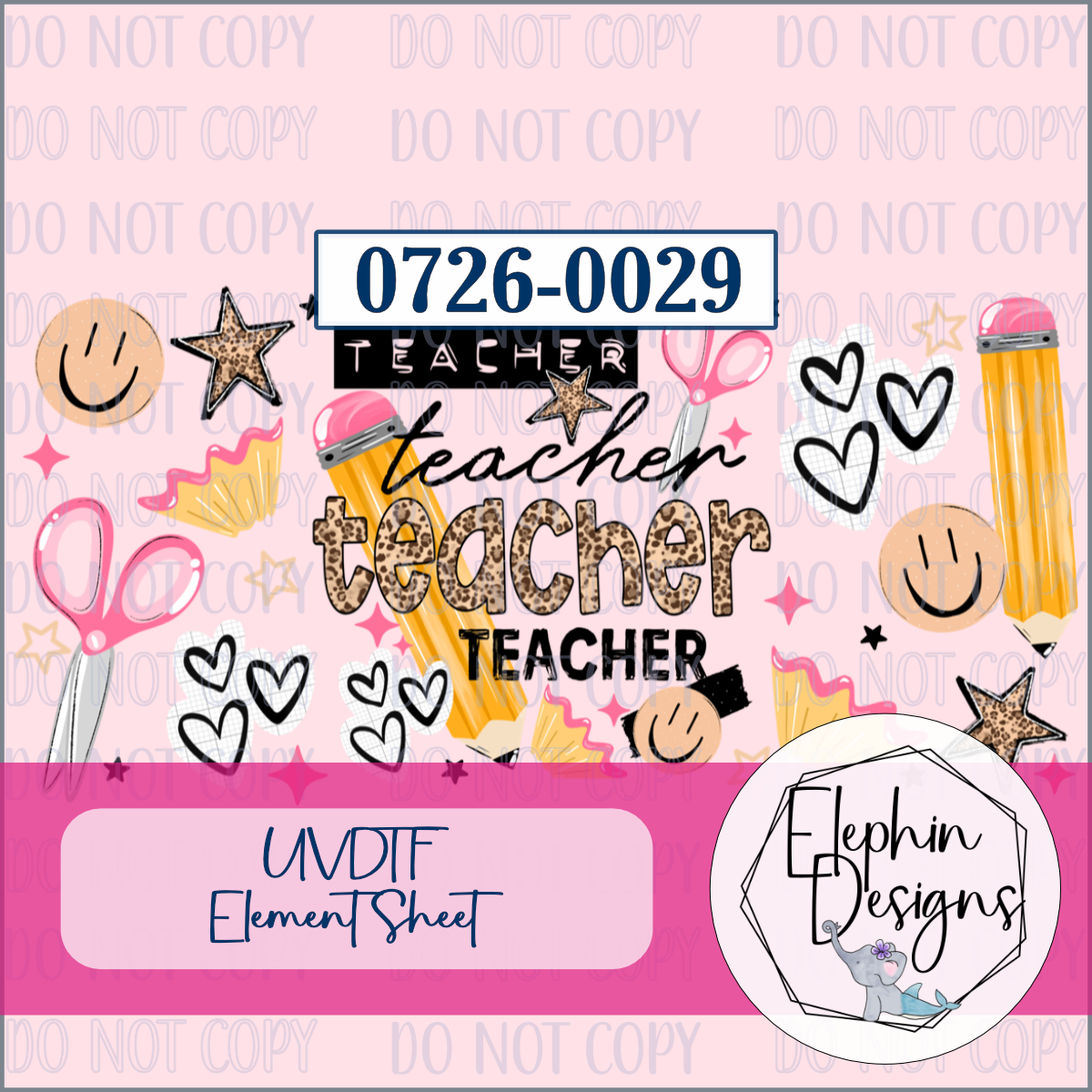 UV DTF Element Sheet | Teacher Typography | 0726-0029