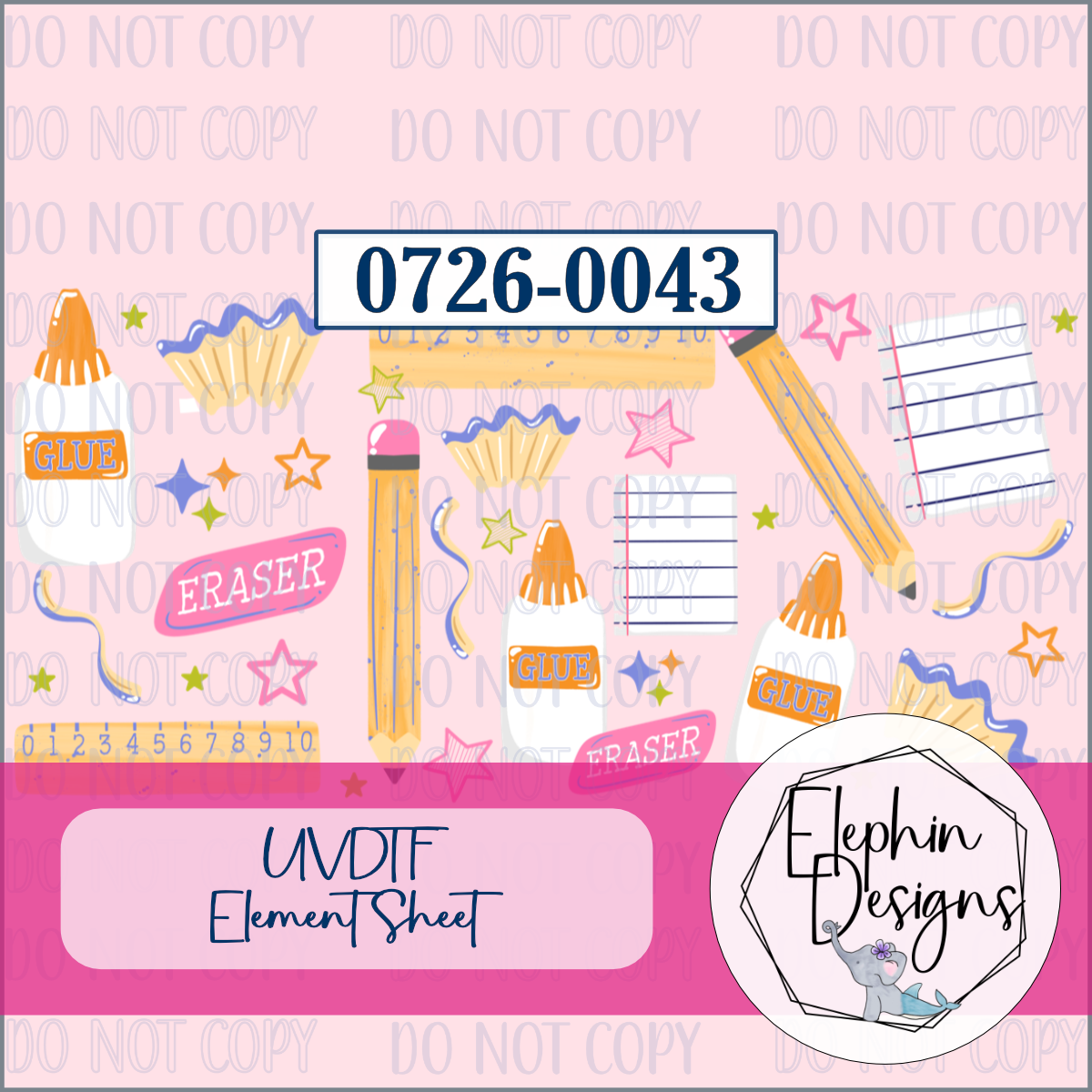 UV DTF Element Sheet | Back to School Supplies | 0726-0043