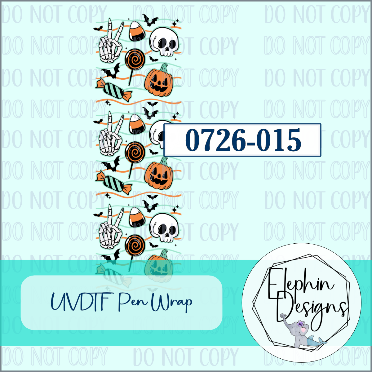 UV DTF Pen Wrap | Skull Pumpkin Candy | 0726-015