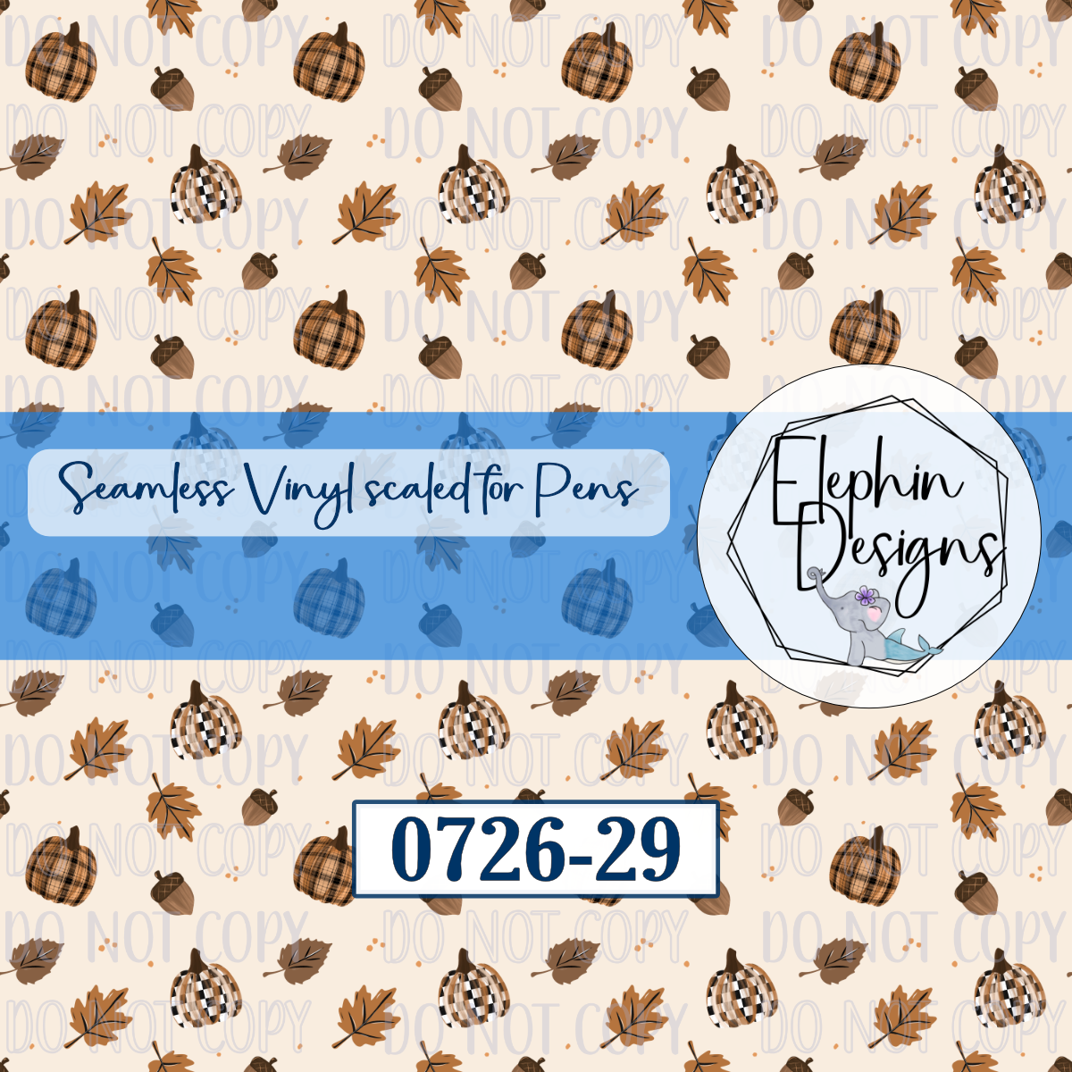 Neutral Plaid Pumpkin Seamless Printed Vinyl | 0726-29
