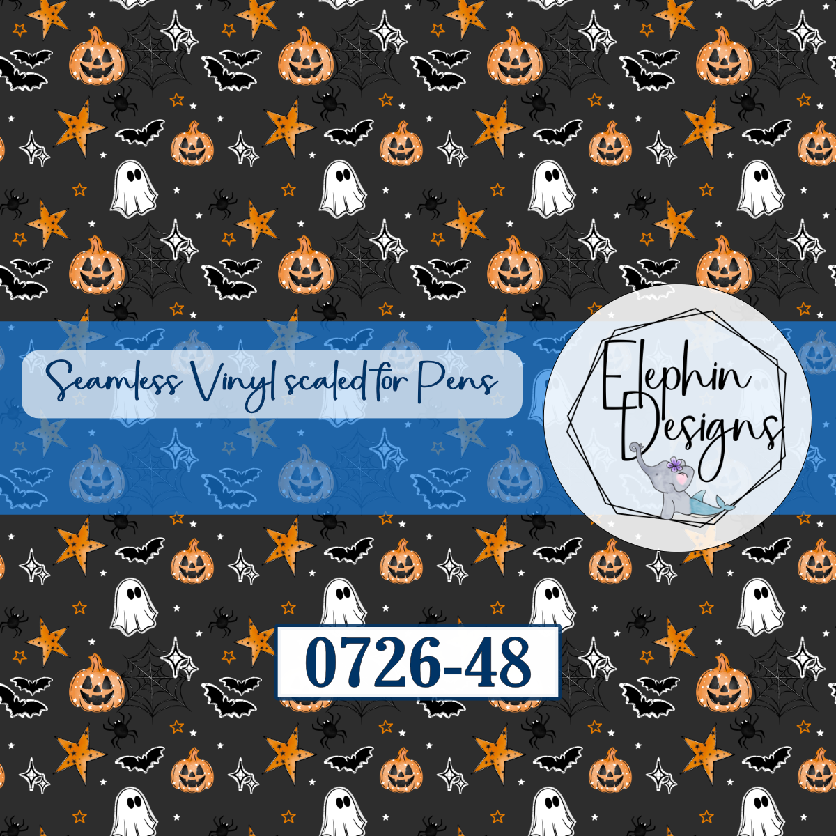 Jack O Lantern Ghost Seamless Printed Vinyl | 0726-48