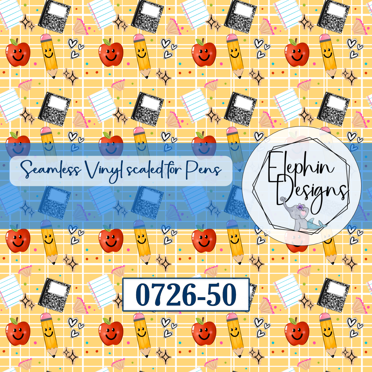 Back to School Smiley Seamless Printed Vinyl | 0726-50