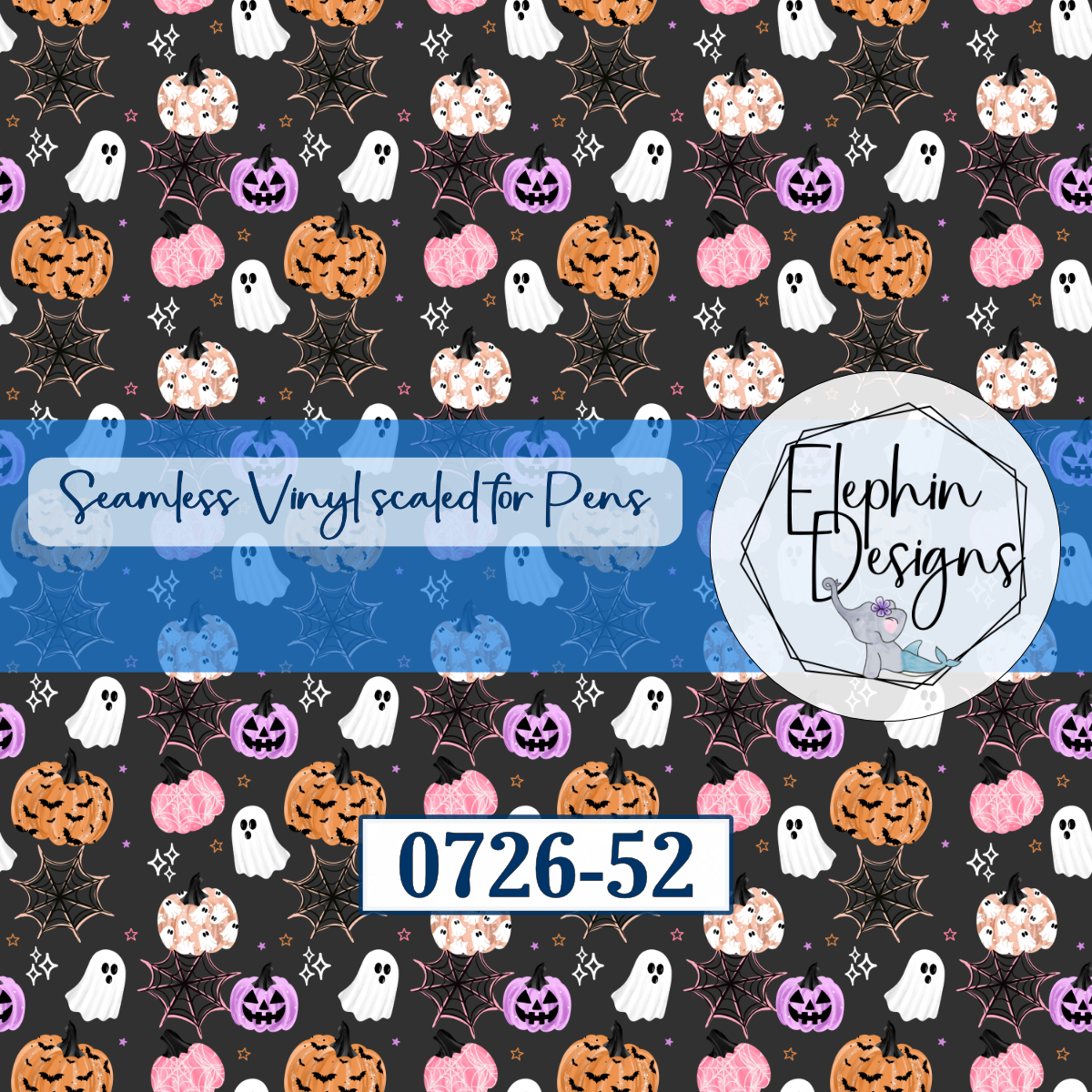 Pastel Pumpkin Ghost Seamless Printed Vinyl | 0726-52