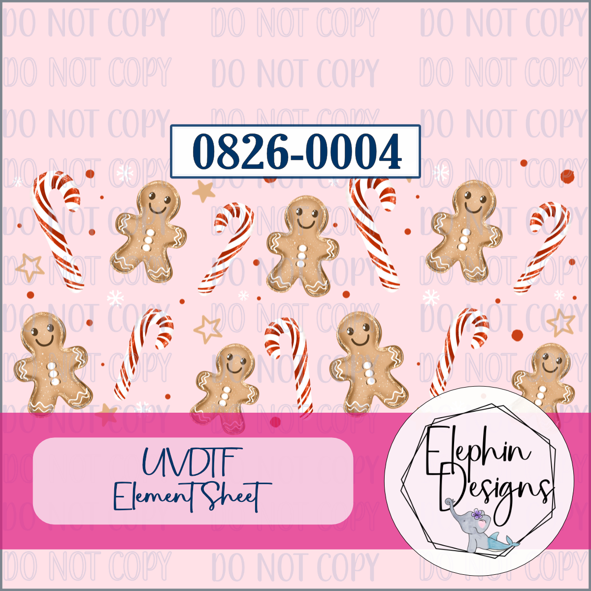 UV DTF Element Sheet | Gingerbread Candy Cane | 0826-0004