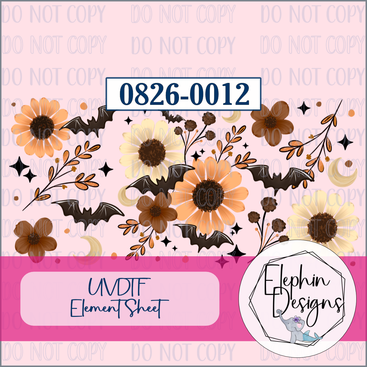 UV DTF Element Sheet | Floral Bat | 0826-0012