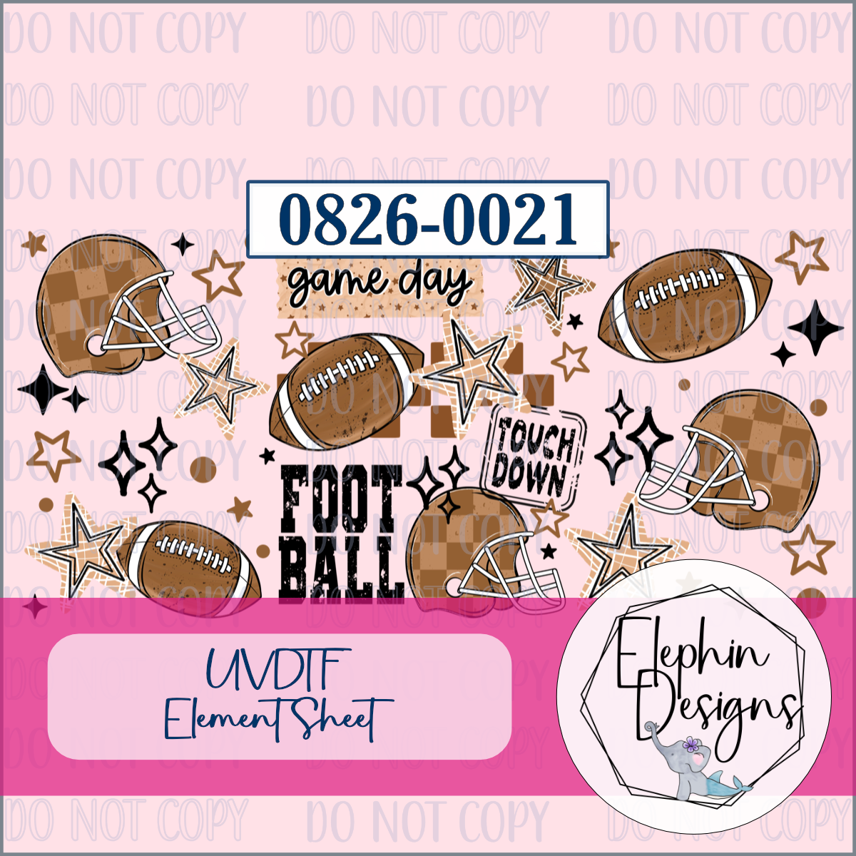 UV DTF Element Sheet | Game Day Football | 0826-0021