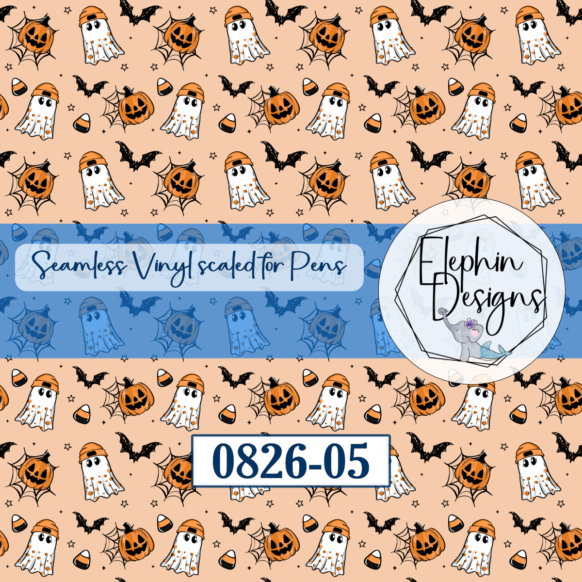 Ghost Candy Corn Seamless Printed Vinyl | 0826-05