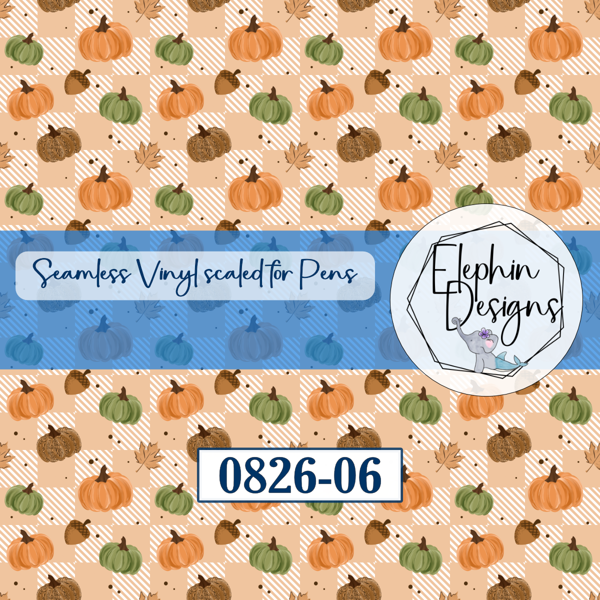 Fall Pumpkin Plaid Seamless Printed Vinyl | 0826-06