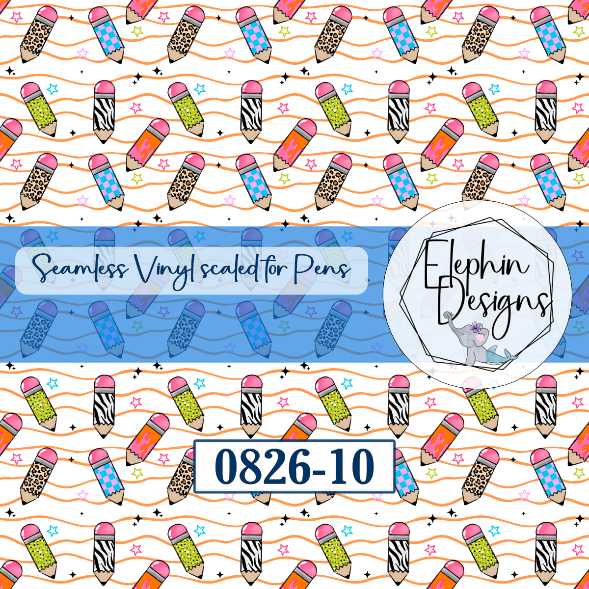 Retro Pencil Seamless Printed Vinyl | 0826-10