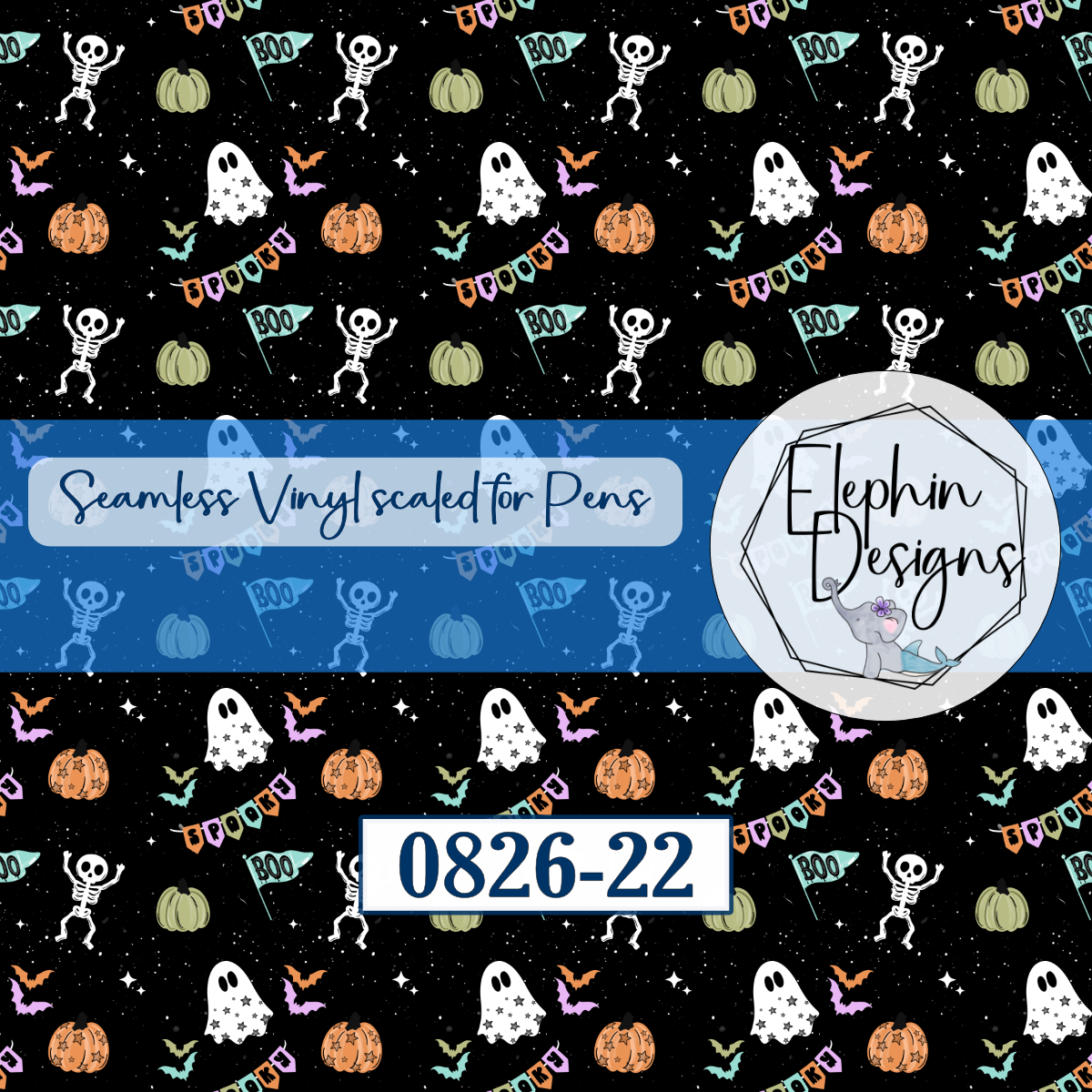 Dancing Skeleton Ghost Seamless Printed Vinyl | 0826-22