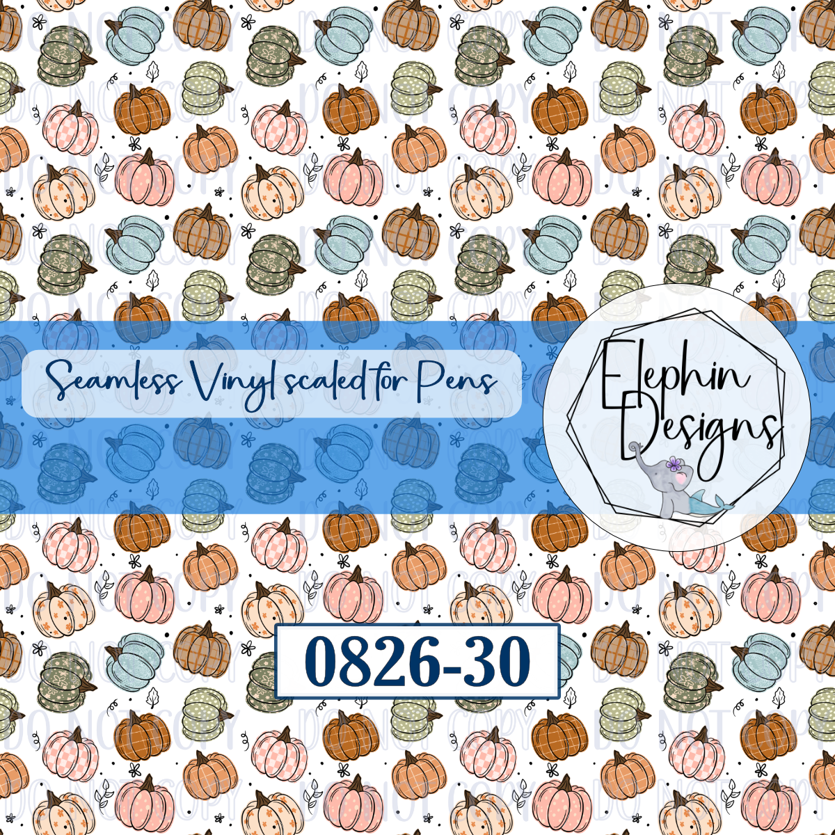 Boho Pumpkin Macaron Leaf Seamless Printed Vinyl | 0826-30