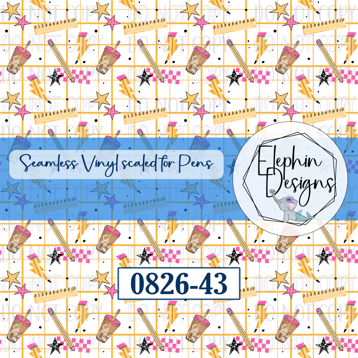 Back to School Coffee Seamless Printed Vinyl | 0826-43