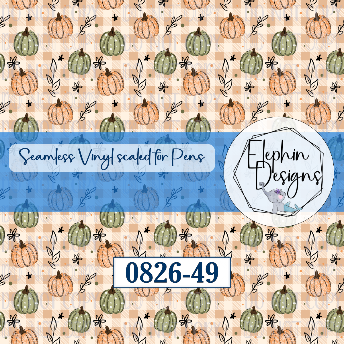 Pumpkin Plaid Seamless Printed Vinyl | 0826-49