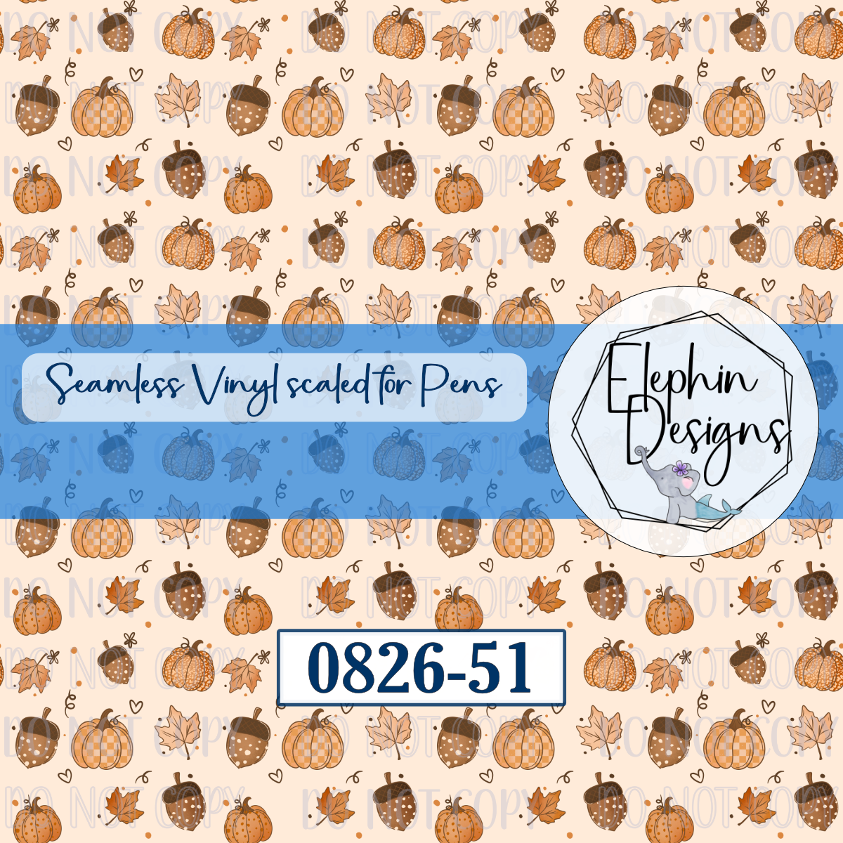 Pumpkin Acorn Seamless Printed Vinyl | 0826-51