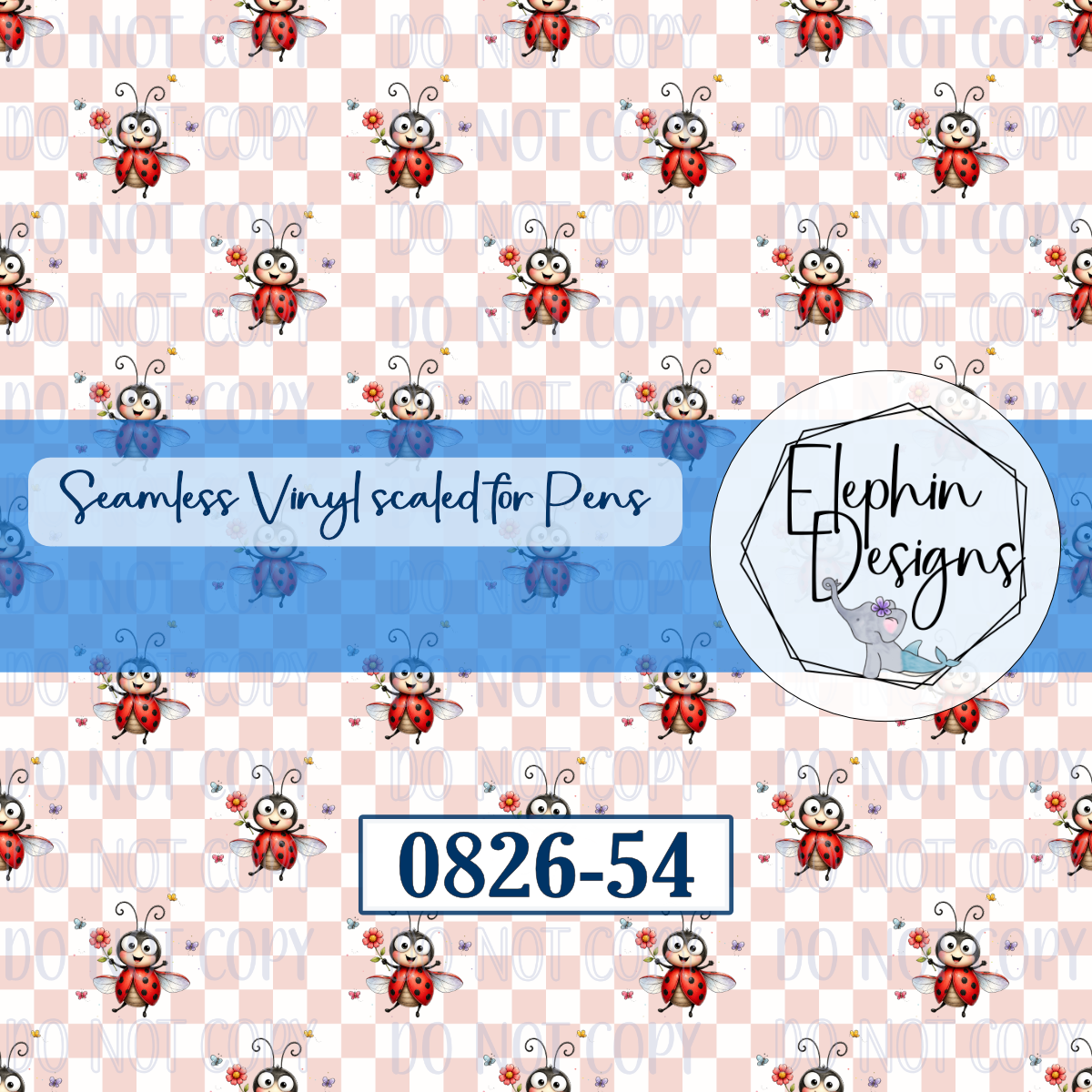 Ladybug Checker Seamless Printed Vinyl | 0826-54