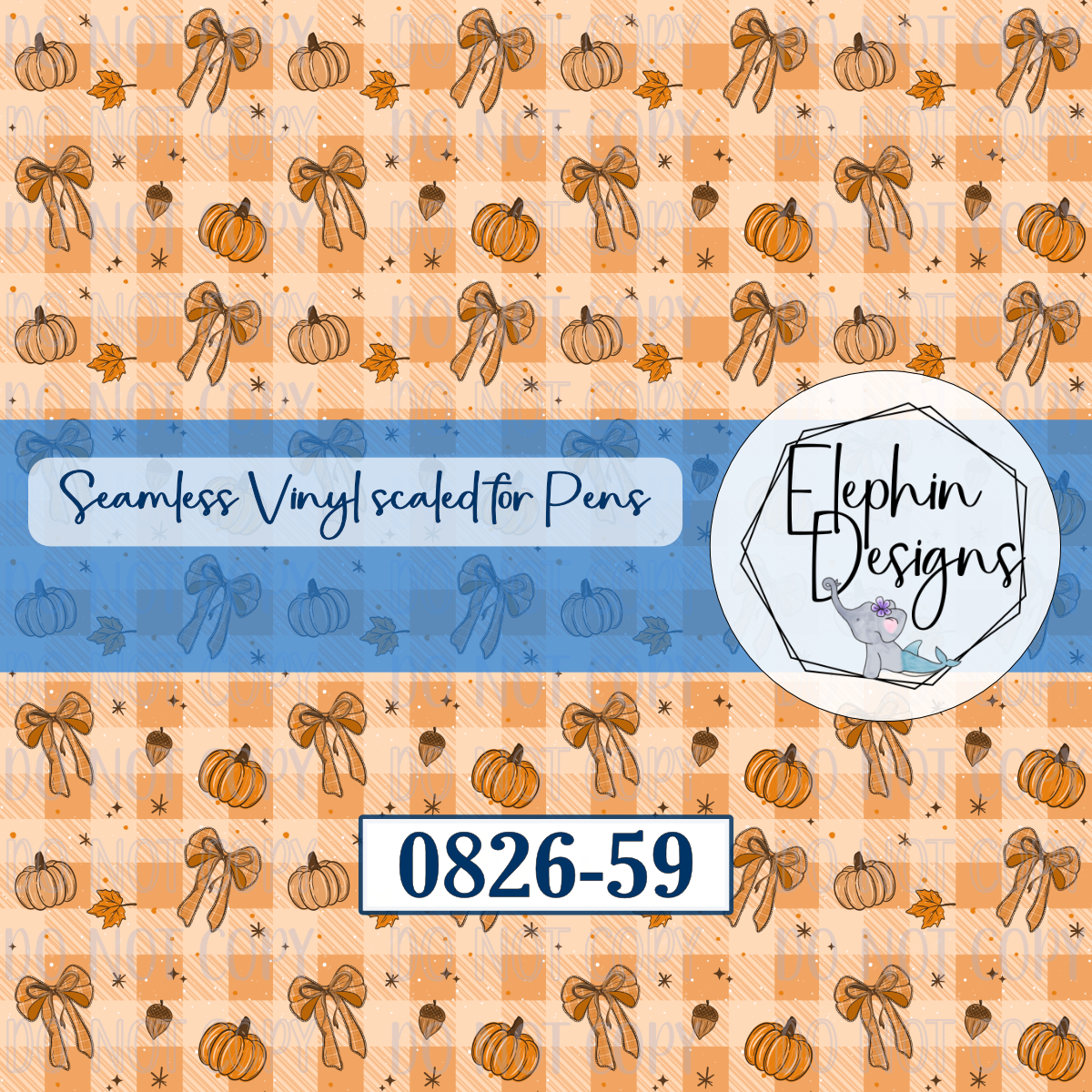 Pumpkin Bow Seamless Printed Vinyl | 0826-59
