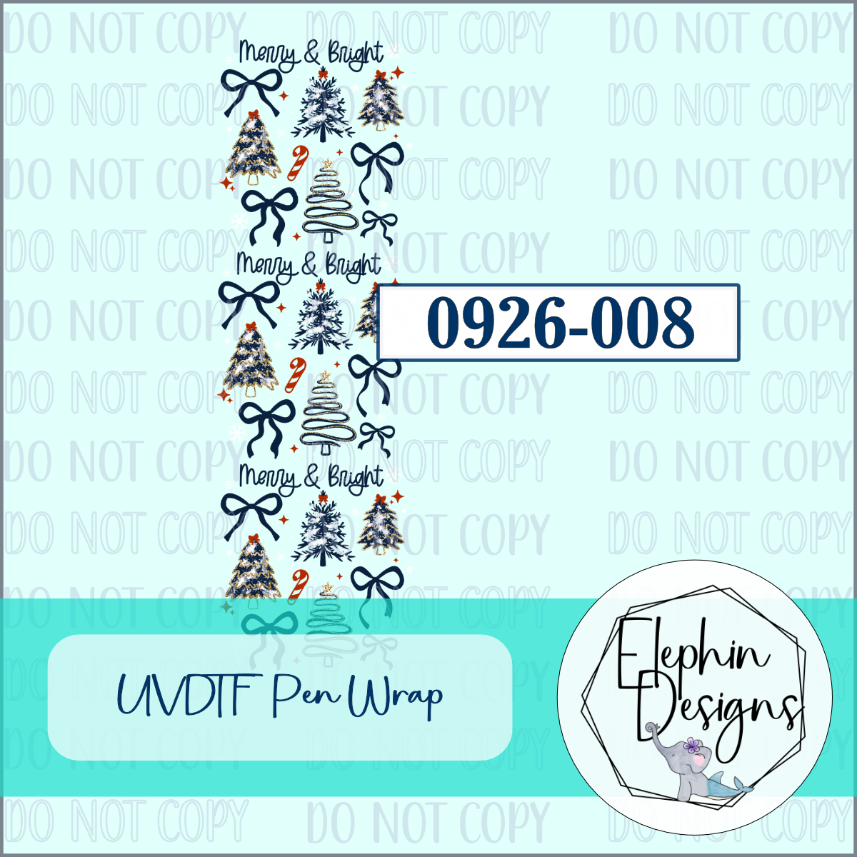 UV DTF Pen Wrap | Merry and Bright Trees and Bows | 0926-008