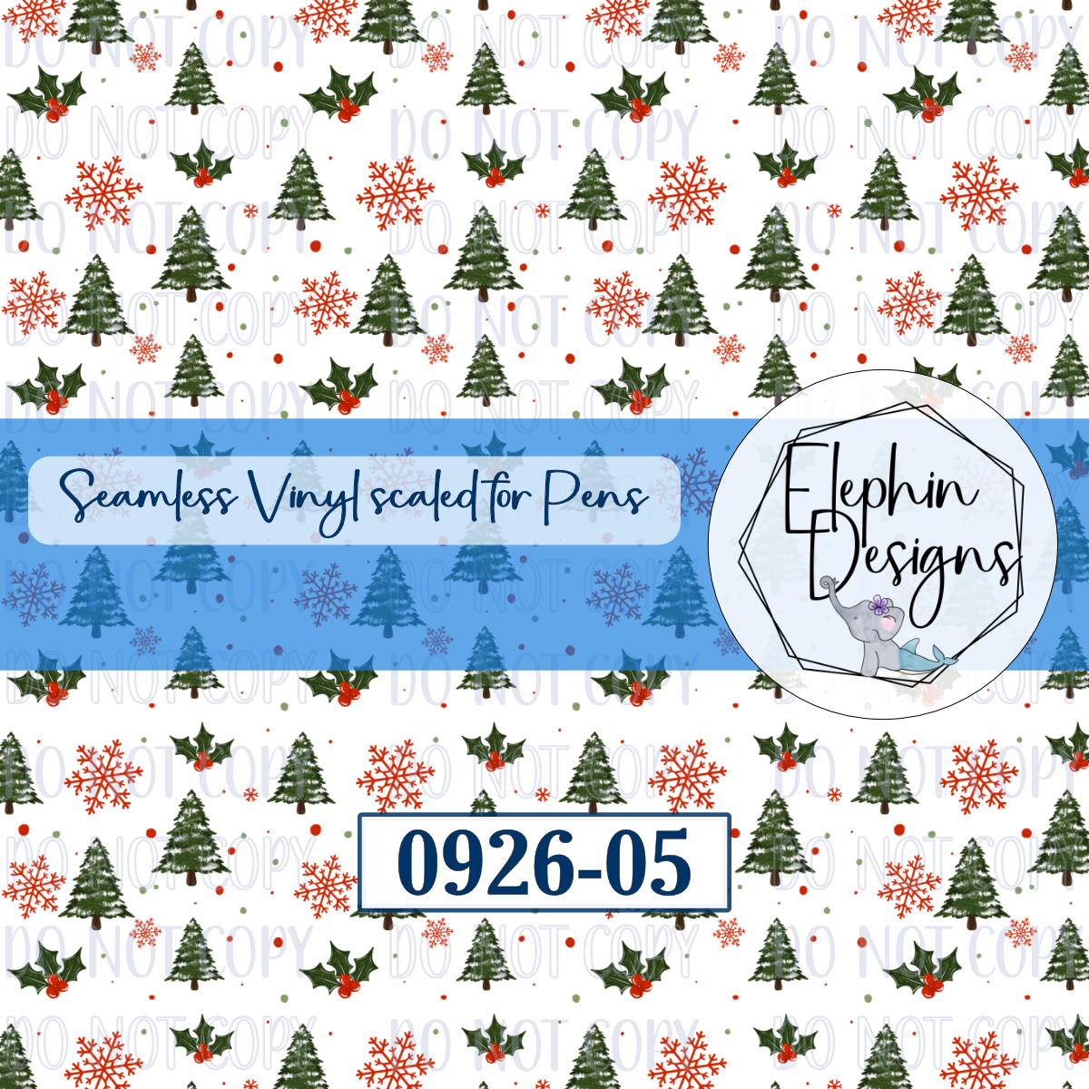 Tree Snowflake Seamless Printed Vinyl | 0926-05