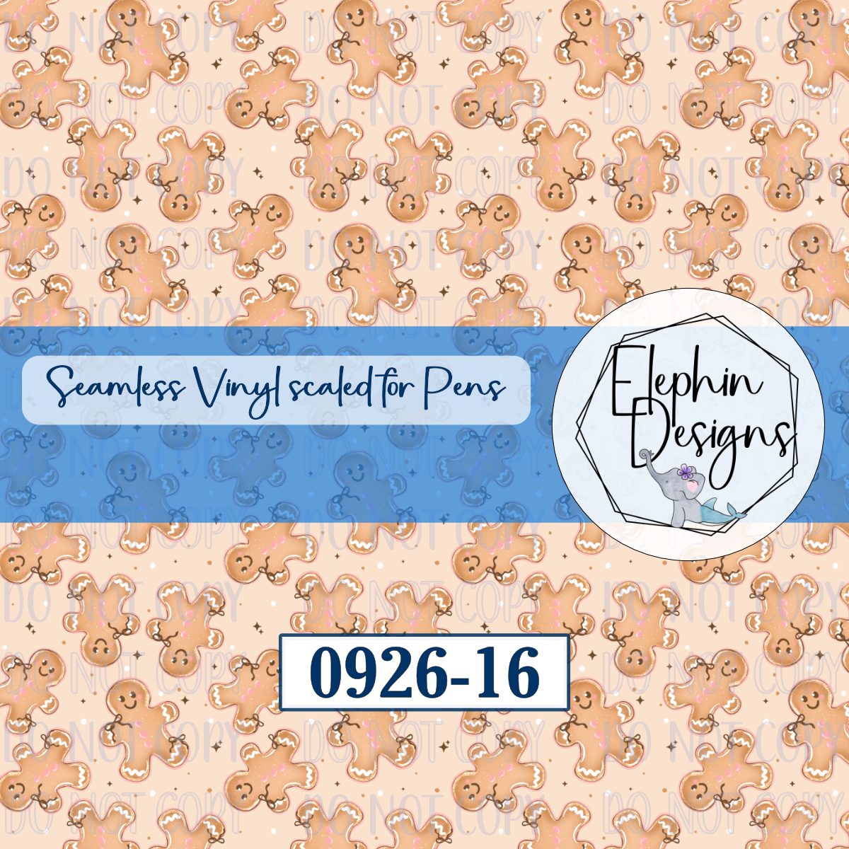 Gingerbread Bow Seamless Printed Vinyl | 0926-16