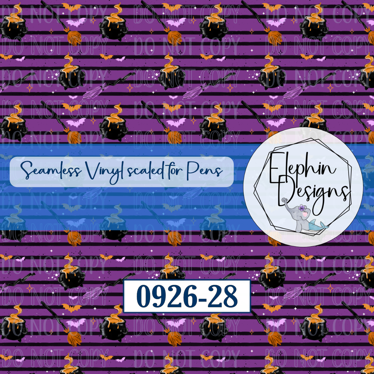Cauldron Broom Seamless Printed Vinyl | 0926-28