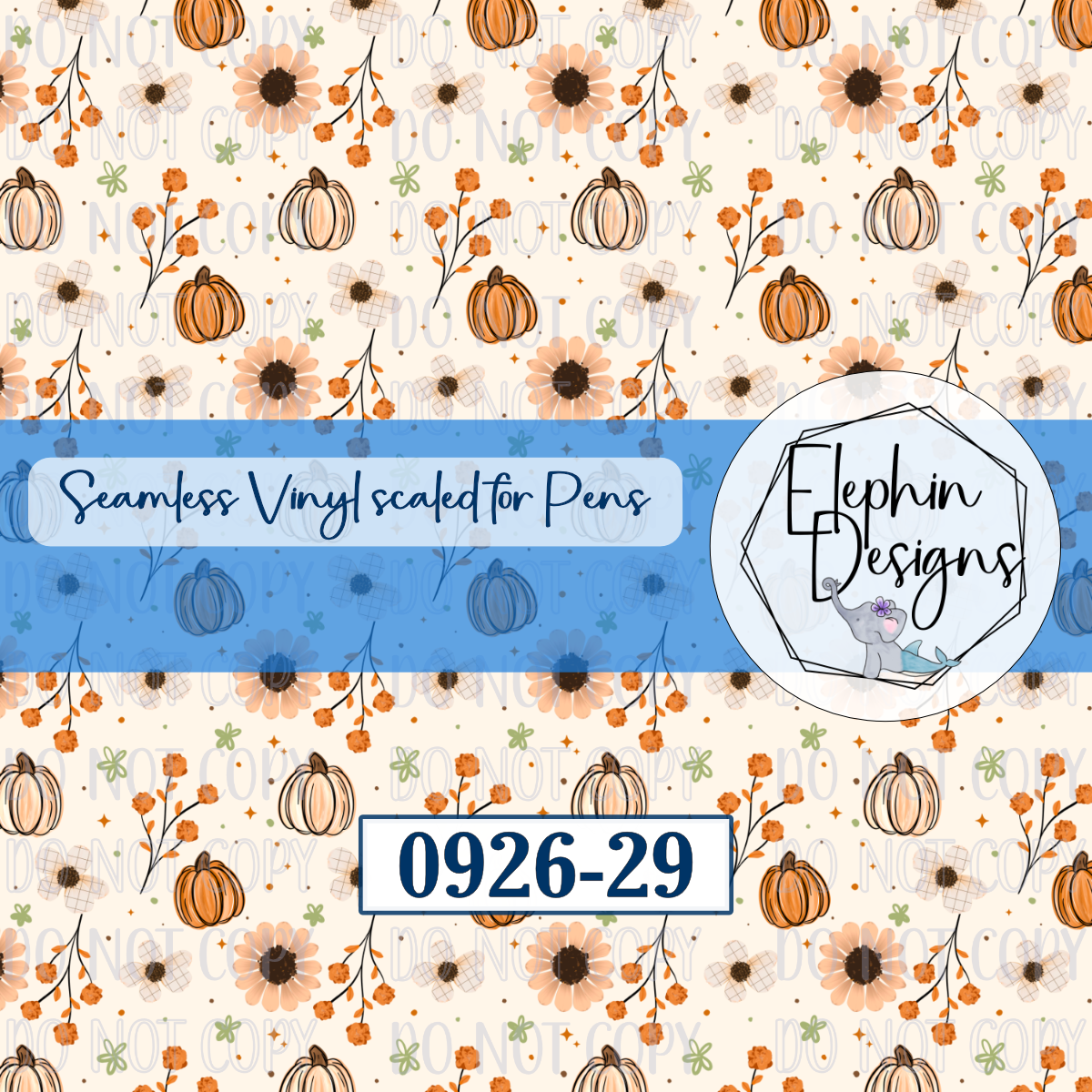 Pumpkin Floral Seamless Printed Vinyl | 0926-29