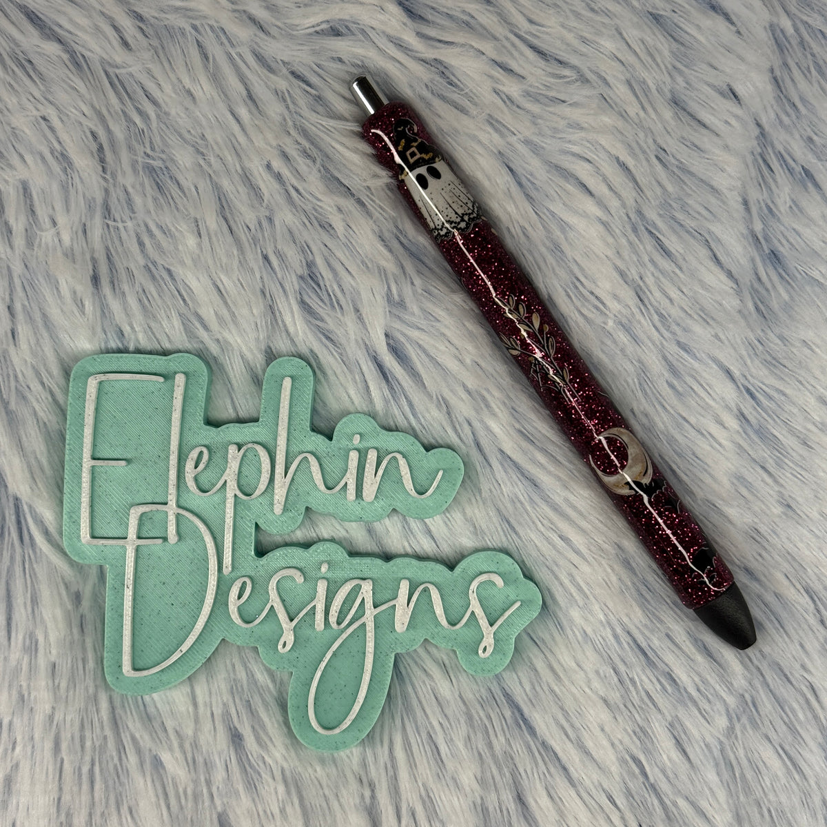 Burgundy Glitter Witch Ghost Halloween Pen | Ready to Ship