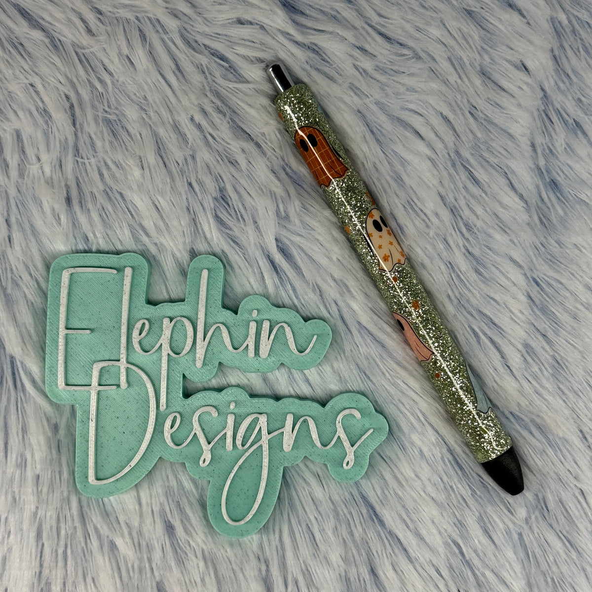 Sage Glitter Ghost Halloween Pen | Ready to Ship