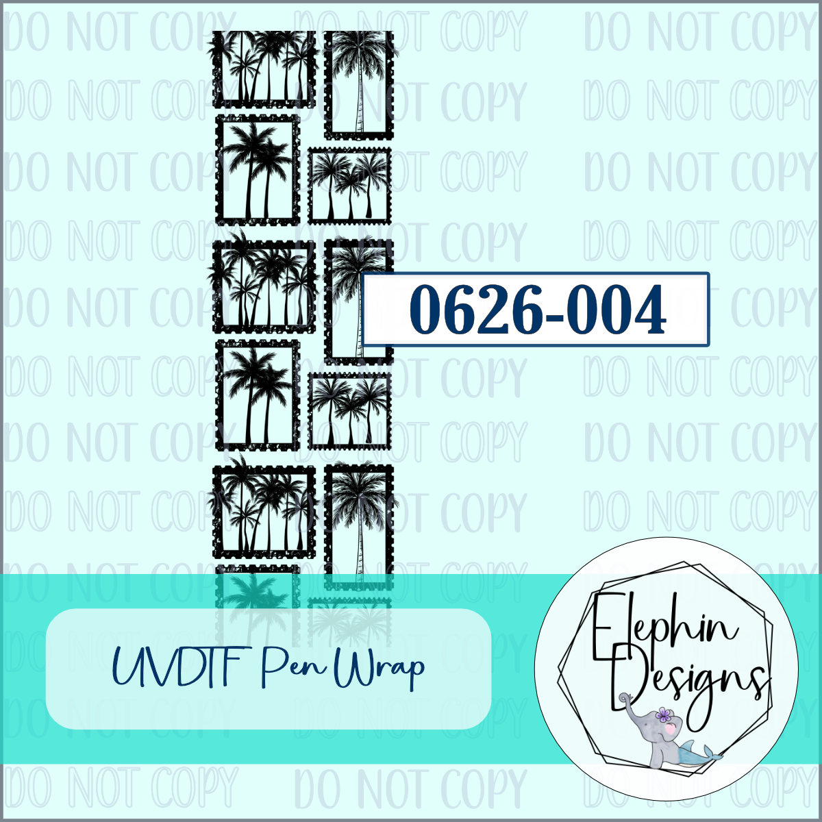 UV DTF Pen Wrap | Palm Tree Postage Stamps | 0626-004