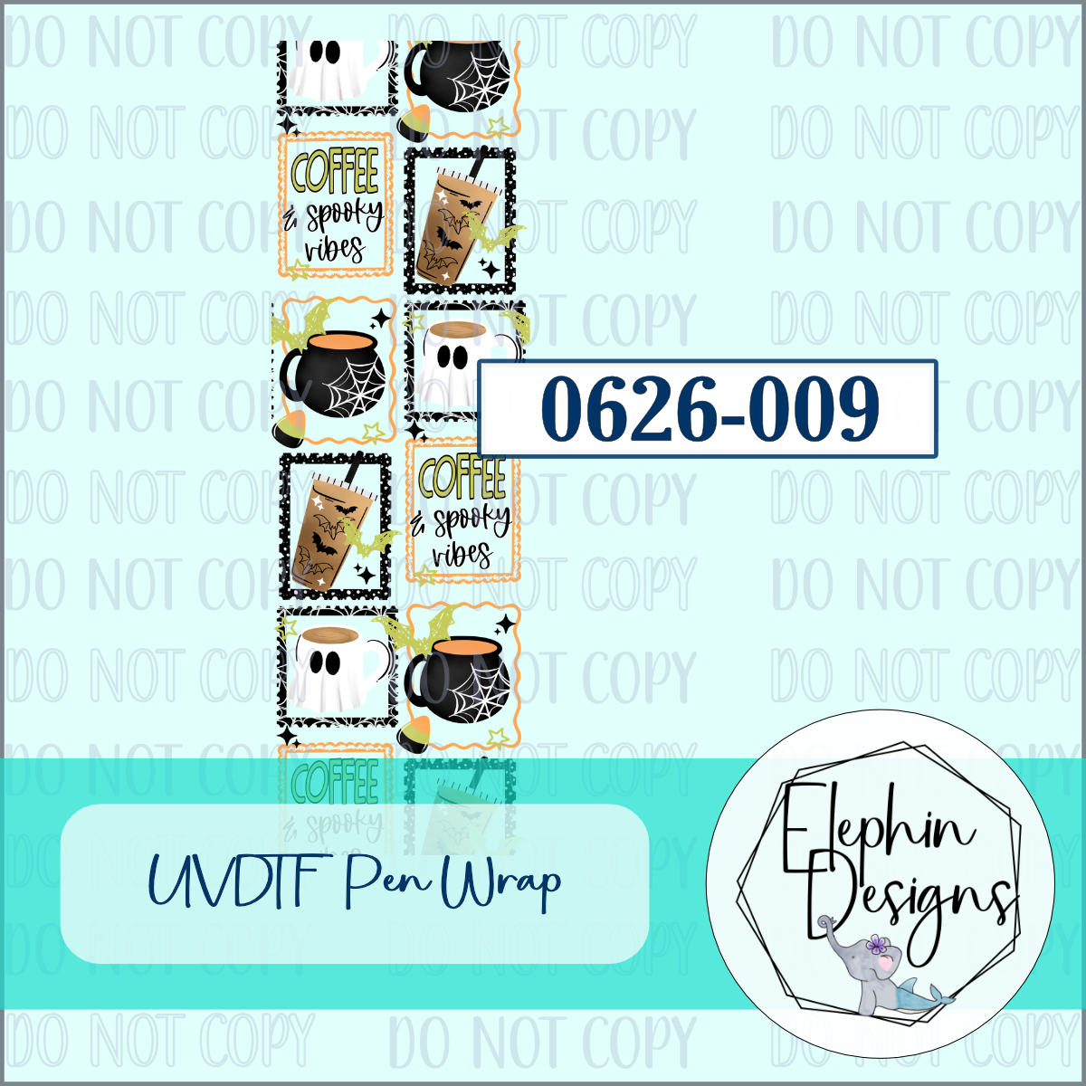 UV DTF Pen Wrap | Coffee & Spooky Vibes | 0626-009