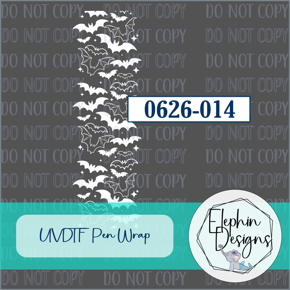 UV DTF Pen Wrap | White Bats | 0626-014