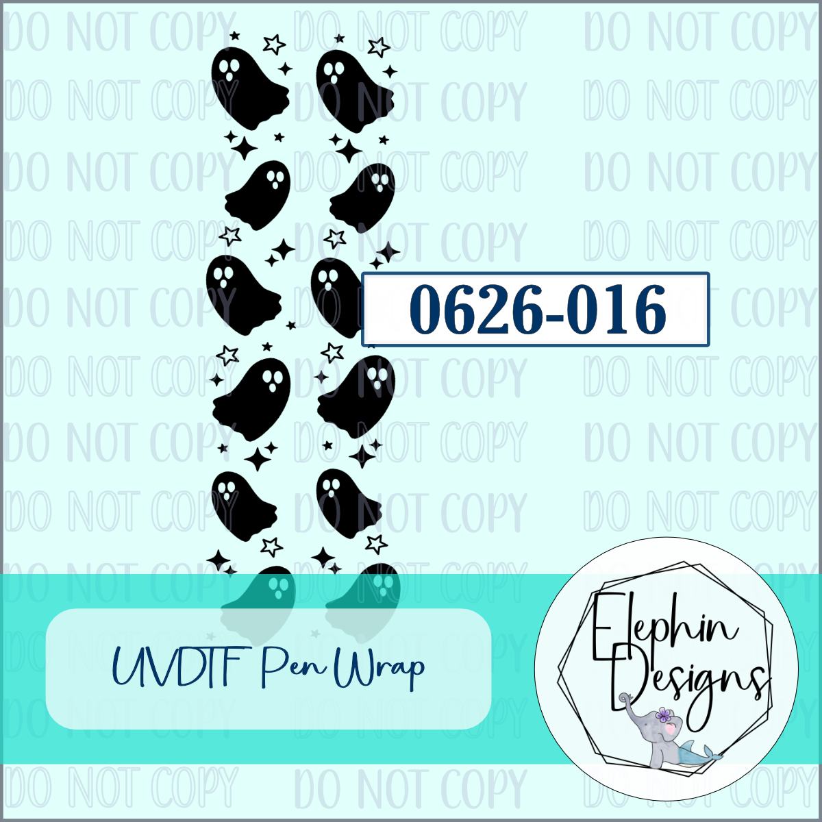 UV DTF Pen Wrap | Black Ghosts & Stars | 0626-016