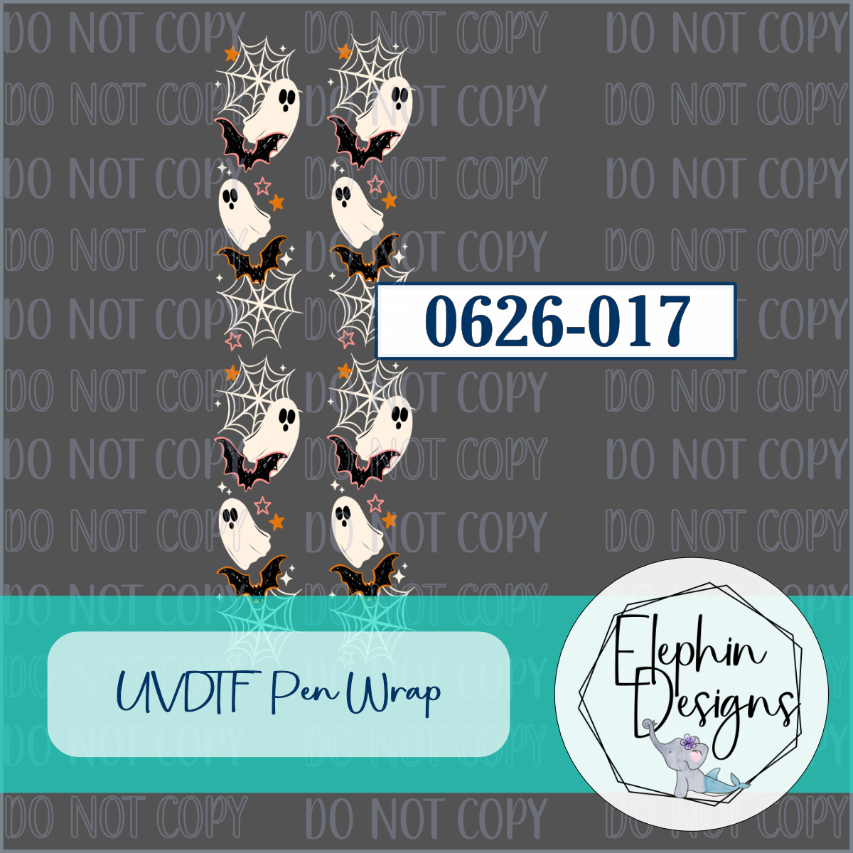 UV DTF Pen Wrap | Ghost Bat & Spiderweb | 0626-017