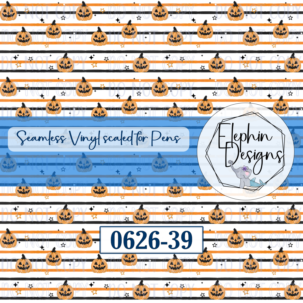 Jack O' Lantern Stripes Seamless Printed Vinyl | 0626-39