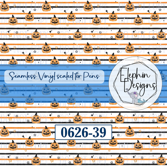 Jack O' Lantern Stripes Seamless Printed Vinyl | 0626-39