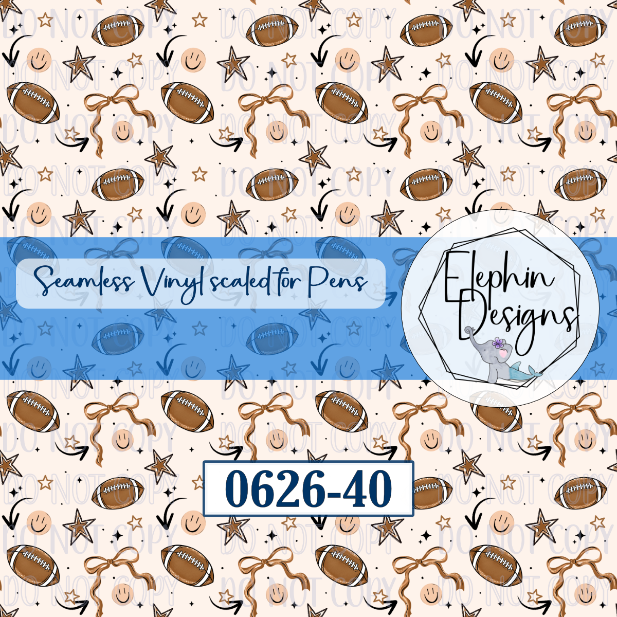 Football Coquette Bow Seamless Printed Vinyl | 0626-40