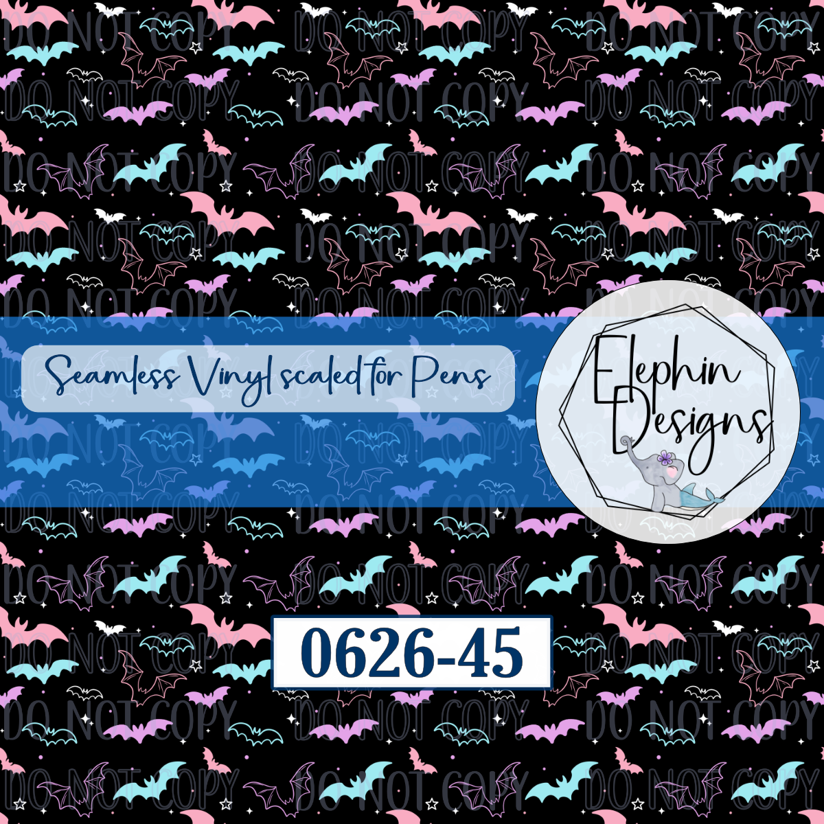 Pastel Bat Seamless Printed Vinyl | 0626-45