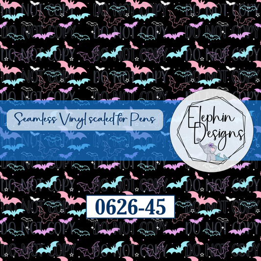 Pastel Bat Seamless Printed Vinyl | 0626-45