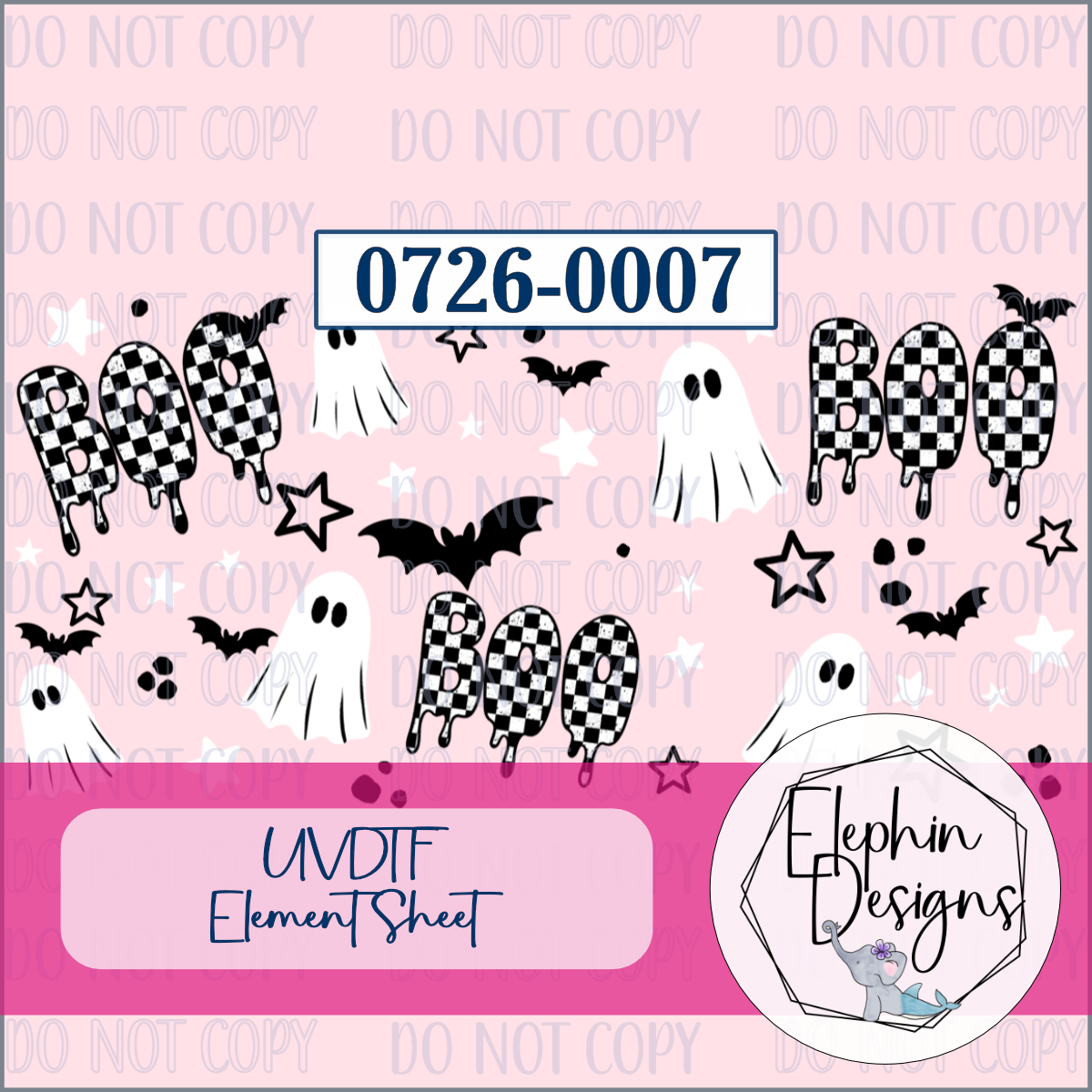 UV DTF Element Sheet | Checkered BOO | 0726-0007