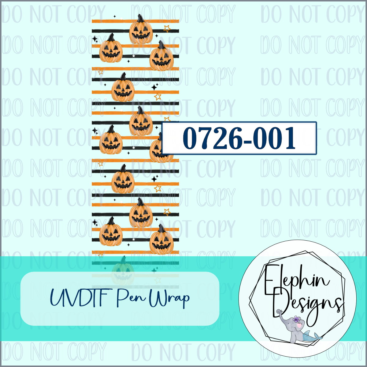 UV DTF Pen Wrap | Jack-o-Lantern Stripe | 0726-001
