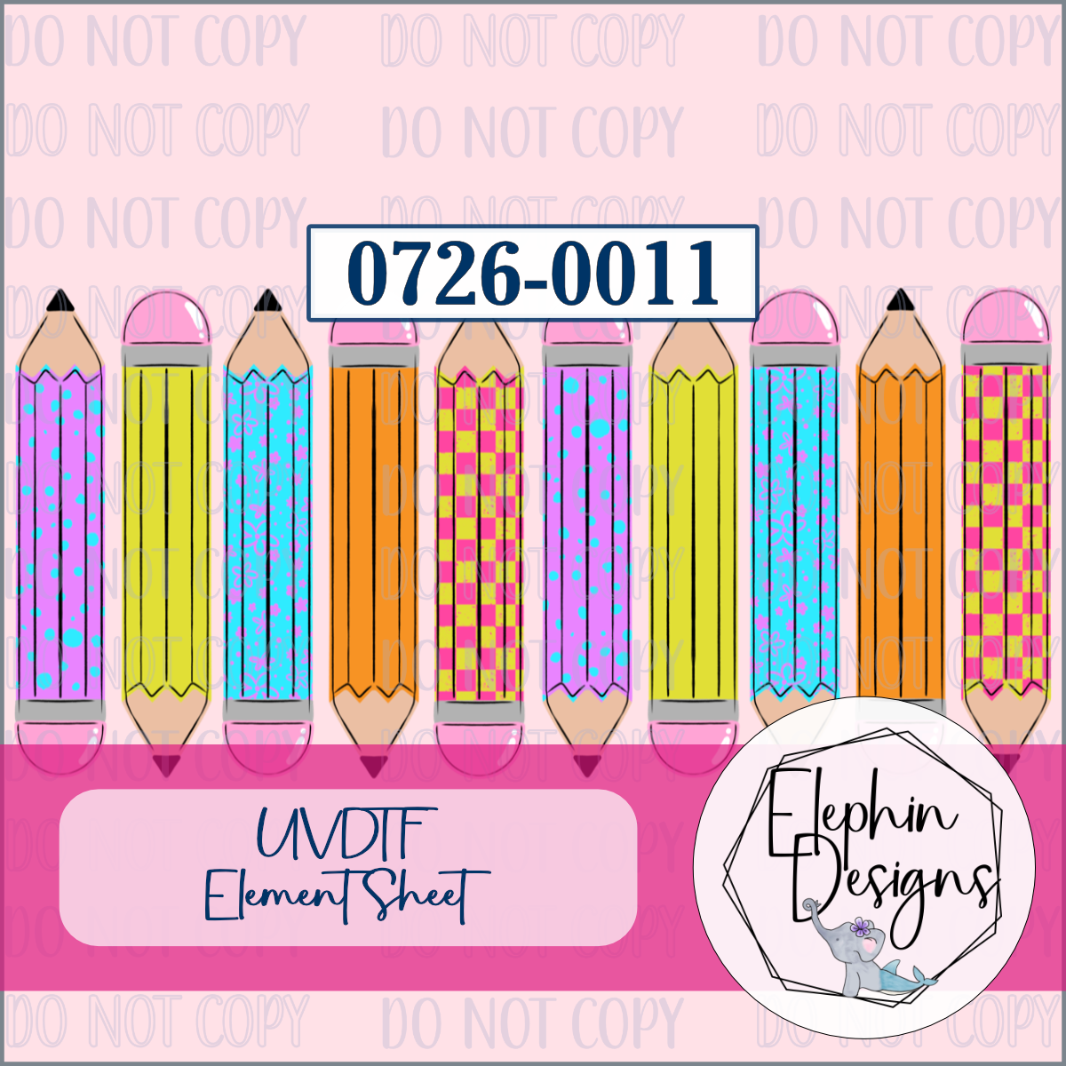 UV DTF Element Sheet | Patterned Pencils | 0726-0011