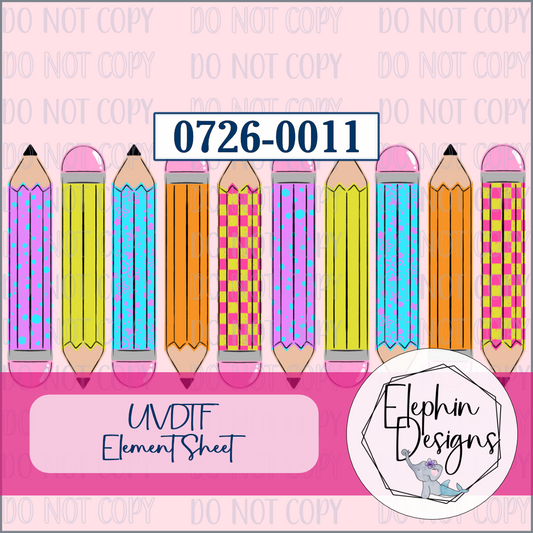 UV DTF Element Sheet | Patterned Pencils | 0726-0011