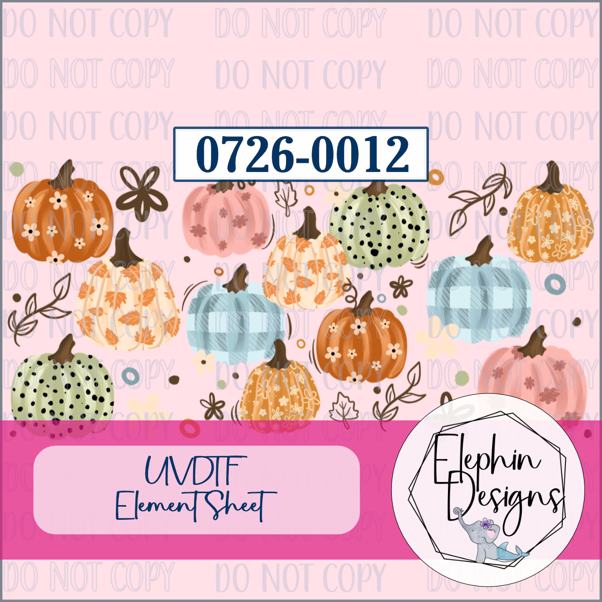UV DTF Element Sheet | Patterned Pumpkins | 0726-0012