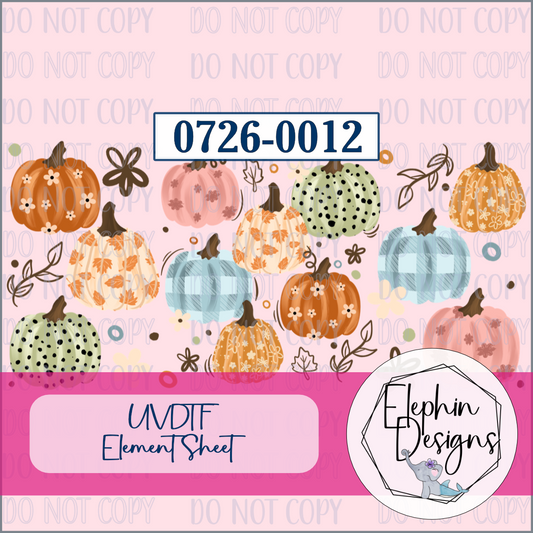 UV DTF Element Sheet | Patterned Pumpkins | 0726-0012