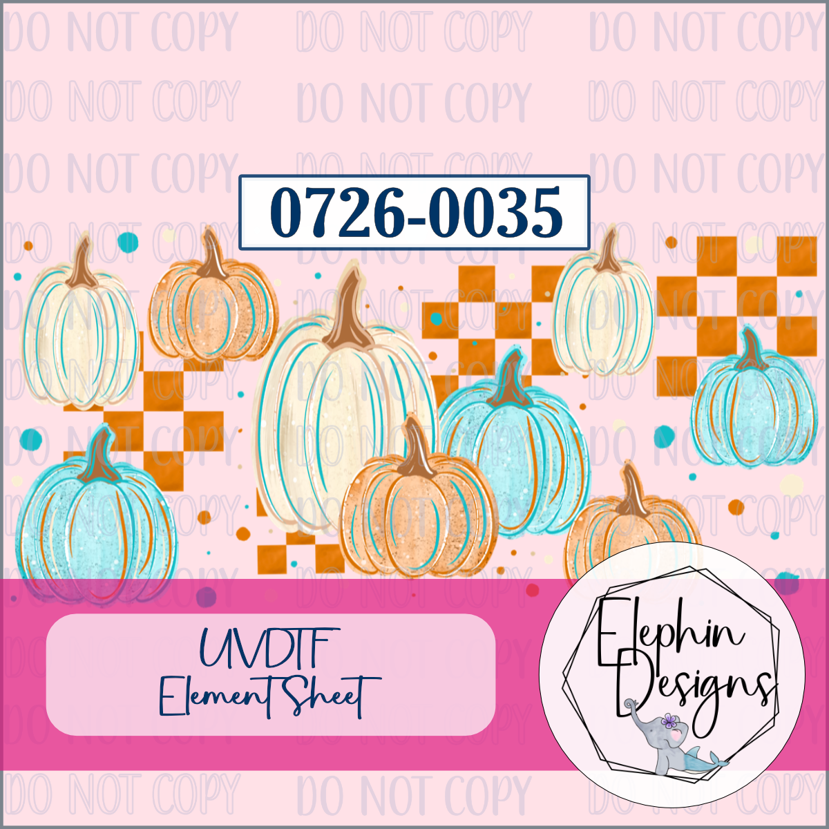 UV DTF Element Sheet | Teal & Orange Pumpkins | 0726-0035