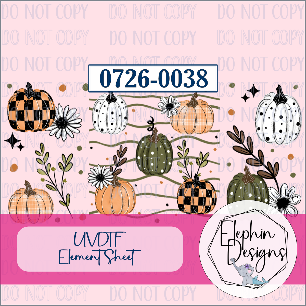 UV DTF Element Sheet | Boho Pumpkins | 0726-0038