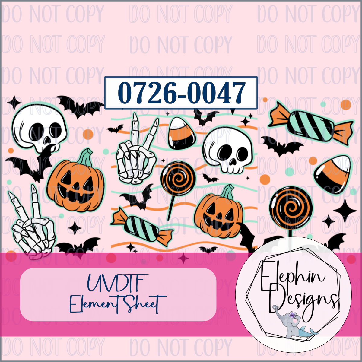 UV DTF Element Sheet | Halloween Candy & Skeletons | 0726-0047