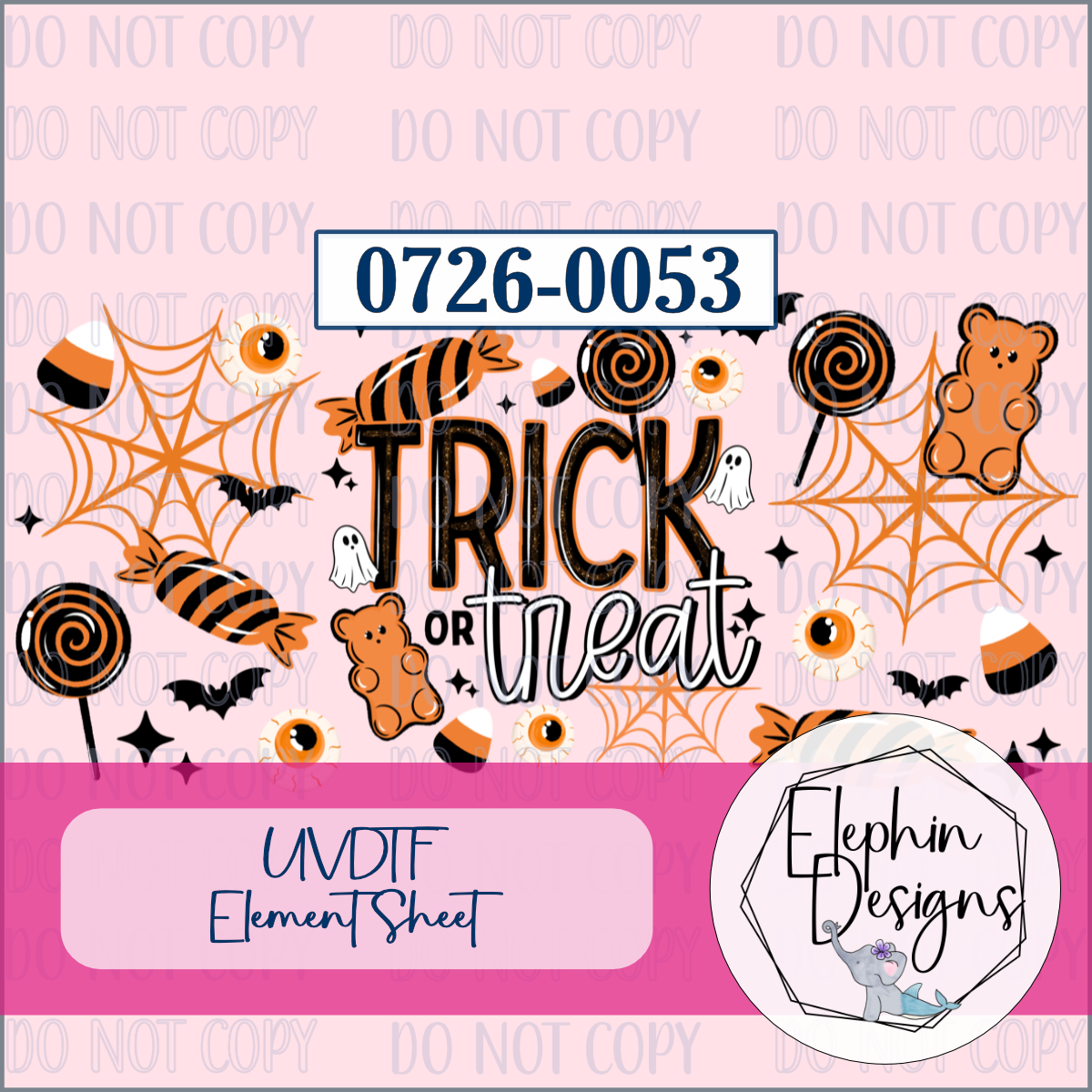 UV DTF Element Sheet | Trick or Treat Candy & Spider Webs | 0726-0053