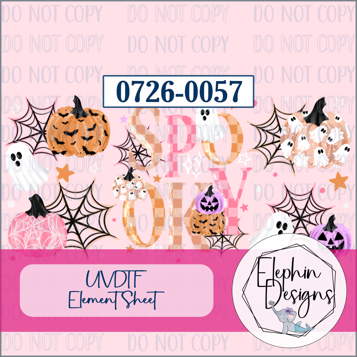 UV DTF Element Sheet | Spooky Boho Pumpkins & Ghosts | 0726-0057